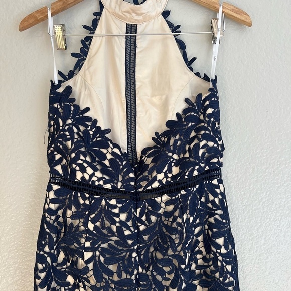 NWOT Divine Destiny Navy Blue Lace Midi Dress - Picture 7 of 11